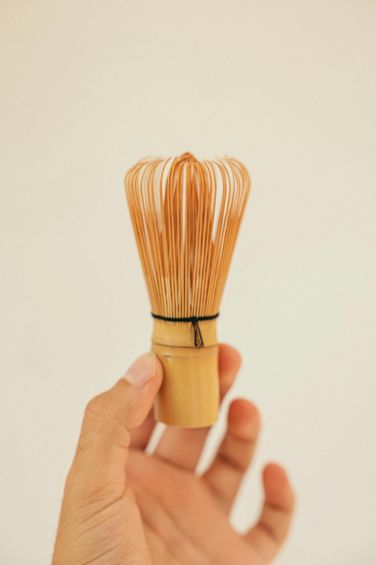 Bamboo whisk soaking in water
